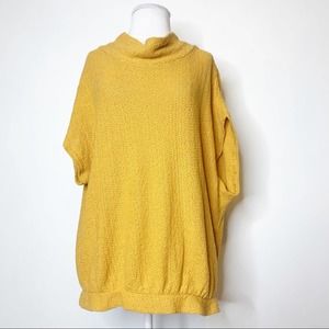 Free people beach oversized mock neck top sz M gold yellow
